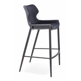 [Dining Chair] black matt frame + saddle leather & PU , Modern style coffee shop high foot bar chair