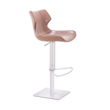 [Hydraulic Barstool] 201# burshed stainlee steel base + saddle leather & PU , Restaurant bar with rotating barstool by straps