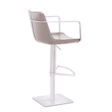[Hydraulic Barstool] 201# burshed stainlee steel frame base + saddle leather & PU , Luxurious New Leather Seated bar chair Furniture with Armrest