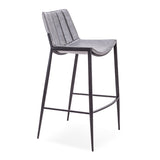 [Barstool] Gun color frame + saddle leather & PU , Fashionable bar counter high stools