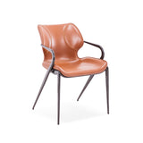 [Dining Chair] Gun color frame + saddle leather & PU , Modern style high-quality restaurant furniture