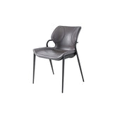 [Dining Chair] Gun color frame + saddle leather & PU , Family dinner party matching dining chairs