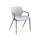 [Dining Chair] Gun color frame + saddle leather & PU , Modern style high-quality restaurant furniture