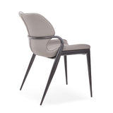 [Dining Chair] Gun color frame + saddle leather & PU , Family dinner party matching dining chairs