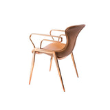 [Dining Chair] rose gold frame + saddle leather & PU , Hotel banquet high-end armchair dining chair