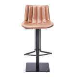 [Hydraulic Barstool] Black matt frame base + PU , Upholstered Kitchen Island Swivel Bar Chair