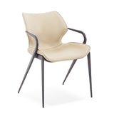 [Dining Chair] Gun color frame + saddle leather & PU , Modern style high-quality restaurant furniture