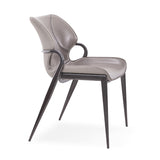 [Dining Chair] Gun color frame + saddle leather & PU , Family dinner party matching dining chairs