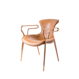 [Dining Chair] rose gold frame + saddle leather & PU , Hotel banquet high-end armchair dining chair