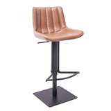 [Hydraulic Barstool] Black matt frame base + PU , Upholstered Kitchen Island Swivel Bar Chair