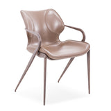 [Dining Chair] Gun color frame + saddle leather & PU , Modern style high-quality restaurant furniture