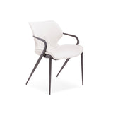 [Dining Chair] Gun color frame + saddle leather & PU , Modern style high-quality restaurant furniture