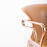[Dining Chair] rose gold frame + saddle leather & PU , Hotel banquet high-end armchair dining chair