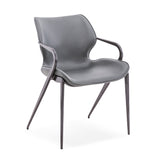 [Dining Chair] Gun color frame + saddle leather & PU , Modern style high-quality restaurant furniture