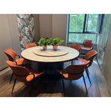 [Dining Chair] Gun color frame + saddle leather & PU , Family dinner party matching dining chairs