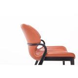 [Dining Chair] Gun color frame + saddle leather & PU , Family dinner party matching dining chairs