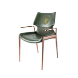 [Dining Chair] rose gold frame + saddle leather & PU , Hotel banquet with armchair dining chairs