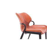 [Dining Chair] Gun color frame + saddle leather & PU , Family dinner party matching dining chairs