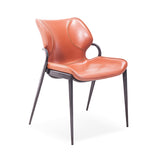 [Dining Chair] Gun color frame + saddle leather & PU , Family dinner party matching dining chairs