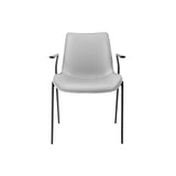 [Dining Chair] black matt frame + PU , Leather minimalist imitation wood grain dining chair with armrests