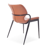 [Dining Chair] Gun color frame + saddle leather & PU , Family dinner party matching dining chairs