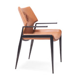 [Dining Chair] rose gold frame + saddle leather & PU , Hotel banquet with armchair dining chairs