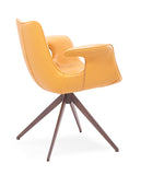 [Lounge chair]  Wood vaneer frame +  saddle leather & PU，Breathable Fabric Rotating Lounge Chair for Sunroom