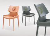 [Dining Chair] Iron frame + full-grain saddle leather & PU ，Modern Leather Dining Chair for Multi-Scene Matching
