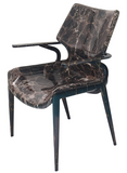 [Dining Chair] Wood vaneer frame +  PU，Vintage Brown Solid Wood Leg Fabric Upholstered Dining Chair