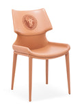 [Dining Chair] Iron frame + full-grain saddle leather & PU ，Modern Leather Dining Chair for Multi-Scene Matching