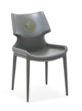 [Dining Chair] Iron frame + full-grain saddle leather & PU ，Modern Leather Dining Chair for Multi-Scene Matching