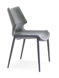 [Dining Chair] Gun color frame +  saddle leather & PU，Multifunctional durable and wear-resistant dining chair