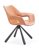 [Lounge chair] Gun color frame + saddle leather & PU，Comfortable accent orange-brown lounge chairs for living room