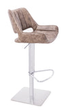 [Hydraulic Barstool]  201# Burshed stainlee frame + PU , Adjustable height of rotating bar stools