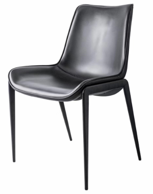 [Dining Chair] Gun color frame +  saddle leather & PU，Fashionable black dining chair kitchen chair