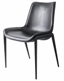 [Dining Chair] Gun color frame +  saddle leather & PU，Fashionable black dining chair kitchen chair