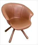 [Lounge chair] Black nickel frame + + saddle leather & PU，Durable Lounge Chair for Blacony Relaxation