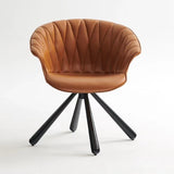 [Lounge chair] Black nickel frame + + saddle leather & PU，Durable Lounge Chair for Blacony Relaxation