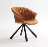 [Lounge chair] Black nickel frame + + saddle leather & PU，Durable Lounge Chair for Blacony Relaxation