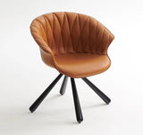 [Lounge chair] Black nickel frame + + saddle leather & PU，Durable Lounge Chair for Blacony Relaxation