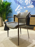 [Dining Chair] Gun color frame +  saddle leather & PU，Hand-Stitched Smooth-Finish Leather dining chair