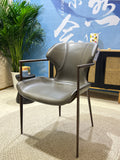 [Dining Chair] Gun color frame +  saddle leather & PU，Hand-Stitched Smooth-Finish Leather dining chair