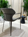 [Dining Chair] Gun color frame +  saddle leather & PU，Hand-Stitched Smooth-Finish Leather dining chair