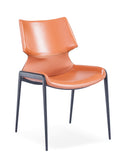 [Dining Chair] Gun color frame +  saddle leather & PU，Curved Design Sense Restaurant Luxury Light Dining Chair
