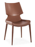 [Dining Chair] Iron frame + full-grain saddle leather & PU ，Modern Leather Dining Chair for Multi-Scene Matching