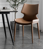 [Dining Chair] Iron frame + full-grain saddle leather & PU ，Modern Leather Dining Chair for Multi-Scene Matching