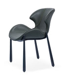 [Dining Chair] Gun color frame +  saddle leather & PU，Comfortable Sitting Feeling Home Kitchen Dining Chair