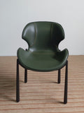 [Dining Chair] Gun color frame +  saddle leather & PU，Comfortable Sitting Feeling Home Kitchen Dining Chair