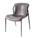[Dining Chair] Gun color frame +  saddle leather & PU，Apartment-Friendly seat Stylish Cloth Dining Chair