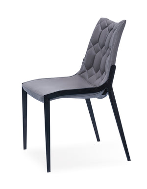 [Dining Chair] Gun color frame +  saddle leather & PU，Apartment Kitchen Upgrade Compact Dining Chair